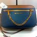Michael Kors Bags | Nwt Micheal Kors Crossbody Bag Saffiano Leather Denim And Tan Leather | Color: Blue/Tan | Size: 9.5”W X 6.5”H X 2 1/8”D