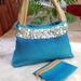 Nine West Bags | Nine West Canvas Bag & Matching Pouch | Color: Blue/Silver | Size: 16 X 9 X 4