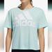 Adidas Tops | Nwot Women's T-Shirt Adidas Menthol Color Size Medium With Logo Cotton 100% | Color: Green | Size: M