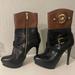 Michael Kors Shoes | Michael Kors Stockard Two Tone Black Mocha/Brown Leather Platform Heel Boots 6m | Color: Black/Brown | Size: 6