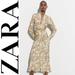 Zara Dresses | Nwt Zara Printed Wrap Dress Size Small | Color: Tan/White | Size: S