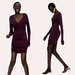 Zara Dresses | Nwt Zara Ruched V Neck Long Sleeve Bodycon Knit Dress Sz Small | Color: Purple | Size: S