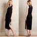 Anthropologie Dresses | Maeve Black Ruched Side Slit Midi Dress Anthro M | Color: Black | Size: M