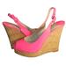 Nine West Shoes | Nine West Neon Pink Slingback Wedges Peep Toe Woman's Size 9.5 Guc | Color: Pink | Size: 9.5