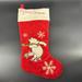 Disney Holiday | Disney Winnie The Pooh Piglet Snowflakes Appliqued Christmas Stocking | Color: Cream/Red | Size: See Photos For Measurements