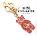 Coach Accessories | Nwt Coach Red Resin Bear Bag Charm Signature Logo Studded Keychain Fob | Color: Gold/Red | Size: Os