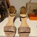 Michael Kors Shoes | Nwob Michael Kors Leather Ankle Strap Sandals 5.5 | Color: Brown/Cream | Size: 5.5