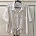 Nine West Tops | Nine West Cropped Tie Button Ip Blouse Animal Print Size Xl Boho Beachy Flowy | Color: Cream/White | Size: Xl