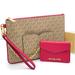 Michael Kors Bags | Michael Kors Jet Set Lg 2 In 1 Card Case Wristlet Wallet Carmine Pink Signature | Color: Red/Tan | Size: Large