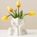 Anthropologie Other | New Anthropologie Boho White Ceramic Female Face Abstract Flower Vase | Color: White | Size: Os