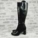 Nine West Shoes | Nine West Cambridge Black Leather Round Toe Heeled Zip Up Knee High Boots M786 | Color: Black | Size: 6.5