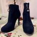 Nine West Shoes | Navy Blue Suede Stiletto Booties With Pearl Zipper - Size 7.5 | Color: Blue | Size: 7.5