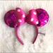 Disney Accessories | Disney Parks Sequined Minnie Mouse Ears | Color: Pink/White | Size: Os