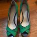 Nine West Shoes | Nine West Platform Open Toed Heels. | Color: Green | Size: 6.5