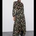 Zara Dresses | Nwt Zara - Floral Print Midi Dress - High Neck | Color: Black/Cream | Size: Xs