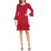 Nine West Skirts | Nine West Ruffled Bell-Sleeve Sweater Dress Rouge -Size Medium | Color: Red | Size: M