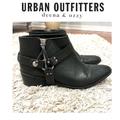 Urban Outfitters Shoes | Deena & Ozzy Black Leather Pointed Western Ankle Boots With Silver Zip Harness | Color: Black/Silver | Size: 8