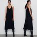 Zara Dresses | Nwt Zara Black Knit Maxi Dress With Lace Detail | Color: Black | Size: S