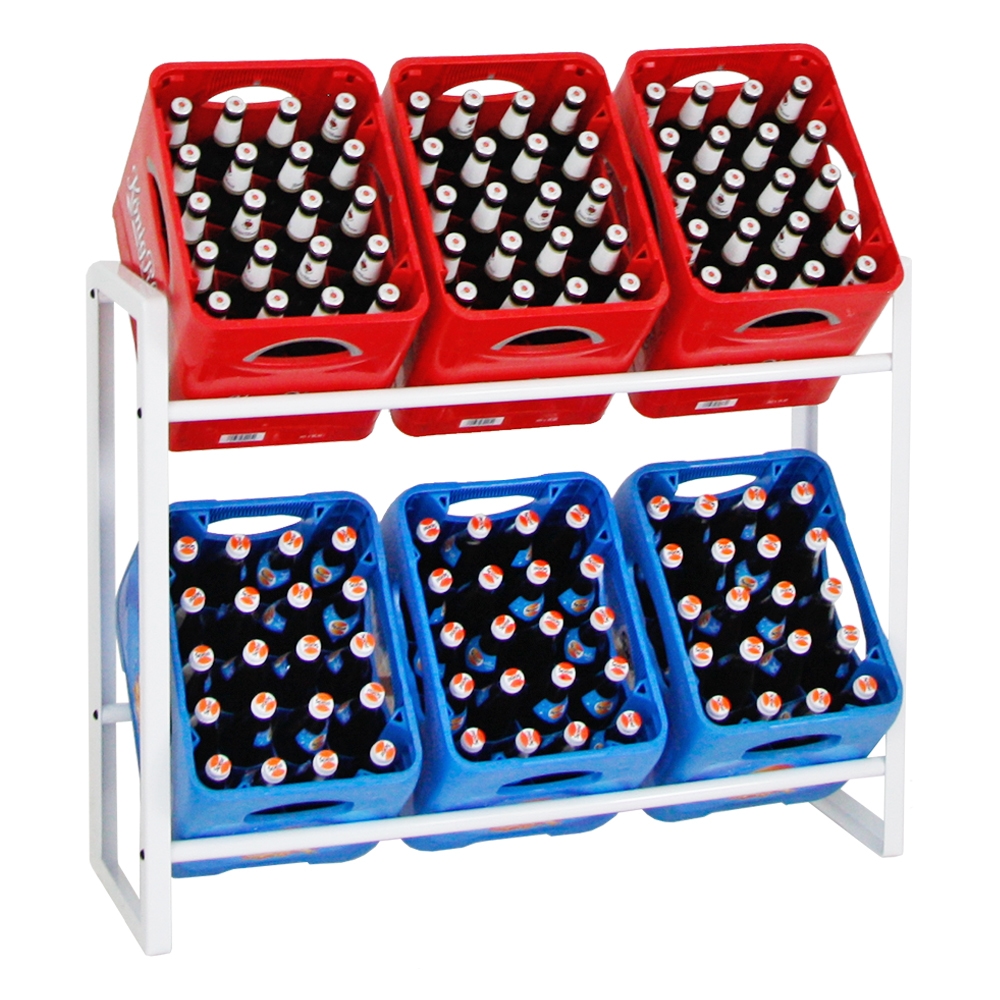 PROREGAL Getränkekistenregal Königssee | HxBxT 82x105x32cm | 6 Kästen | Weiß | freistehendes & stabiles Getränkeregal Wasserkistenregal Steckregal Image