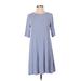 Old Navy Casual Dress - A-Line Crew Neck 3/4 sleeves: Blue Stripes Dresses - Women's Size Small