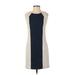 DKNY Casual Dress - Mini High Neck Sleeveless: Blue Solid Dresses - Women's Size 4