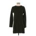 Zara W&B Collection Casual Dress - Mini High Neck Long sleeves: Green Solid Dresses - Women's Size Small