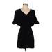 BCBGeneration Casual Dress - Mini V Neck Short sleeves: Black Solid Dresses - Women's Size 0