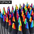Crayons de couleur arc-en-ciel en vrac en bois noir fournitures d'art dessin coloriage croquis