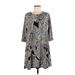 SJS Casual Dress - A-Line Scoop Neck 3/4 sleeves: Gray Dresses - Women's Size Medium