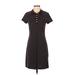 Talbots Casual Dress - Shirtdress High Neck Short sleeves: Brown Print Dresses - Women's Size P