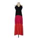 T-Bags Los Angeles Casual Dress - Midi V-Neck Sleeveless: Red Dresses - Women's Size X-Small