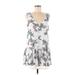 Jack by BB Dakota Casual Dress - Mini V Neck Sleeveless: White Floral Dresses - Women's Size Medium