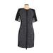 Elie Tahari Casual Dress - Sheath High Neck Short sleeves: Black Color Block Dresses - Women's Size 8
