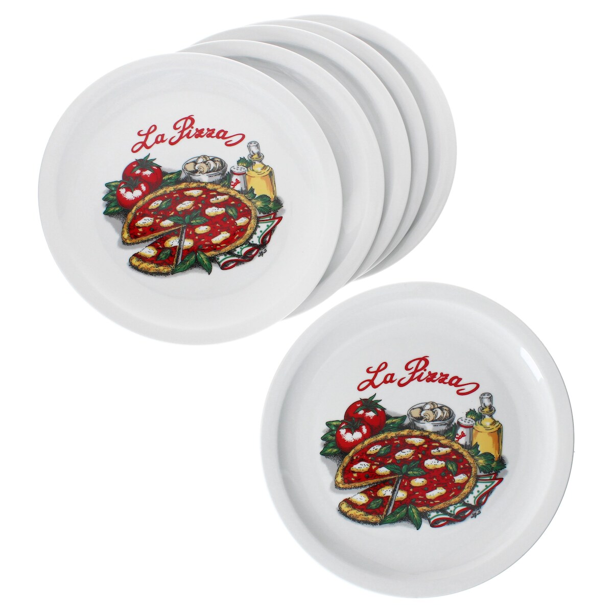 6er Set LA PIZZA Pizzateller Ø 30,5 cm mit Pizza- & Schrift-Dekor - 162065 Image