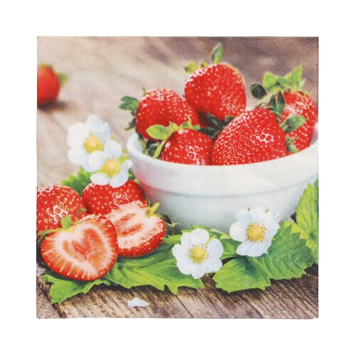 Papstar 200 Servietten, 3-lagig 1/4-Falz 33 cm x 33 cm "Strawberry Taste" Image