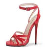 FHANCHU 2023 Neue Frauen Sexy Sandalen, 16 cm High Heels Sommer Schuhe, Mode Knöchel Schnalle, schwarz, Rot, Benutzerdefinierte Große 38-44, Dropship