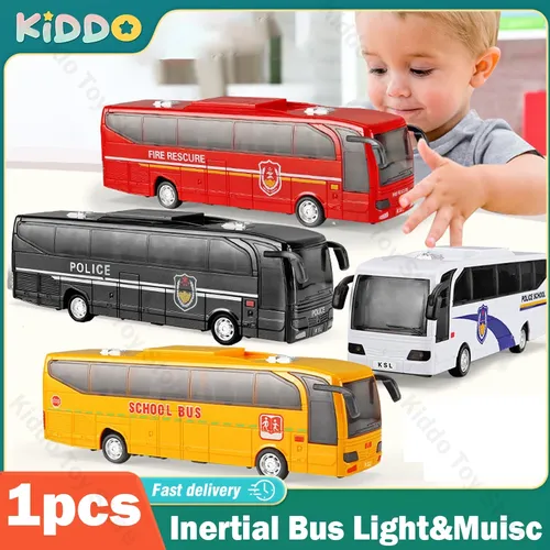 Bus Kinder Spielzeug Trägheit Schulbus Licht Musik Kinder ziehen Auto Modell Bus Fahrzeuge