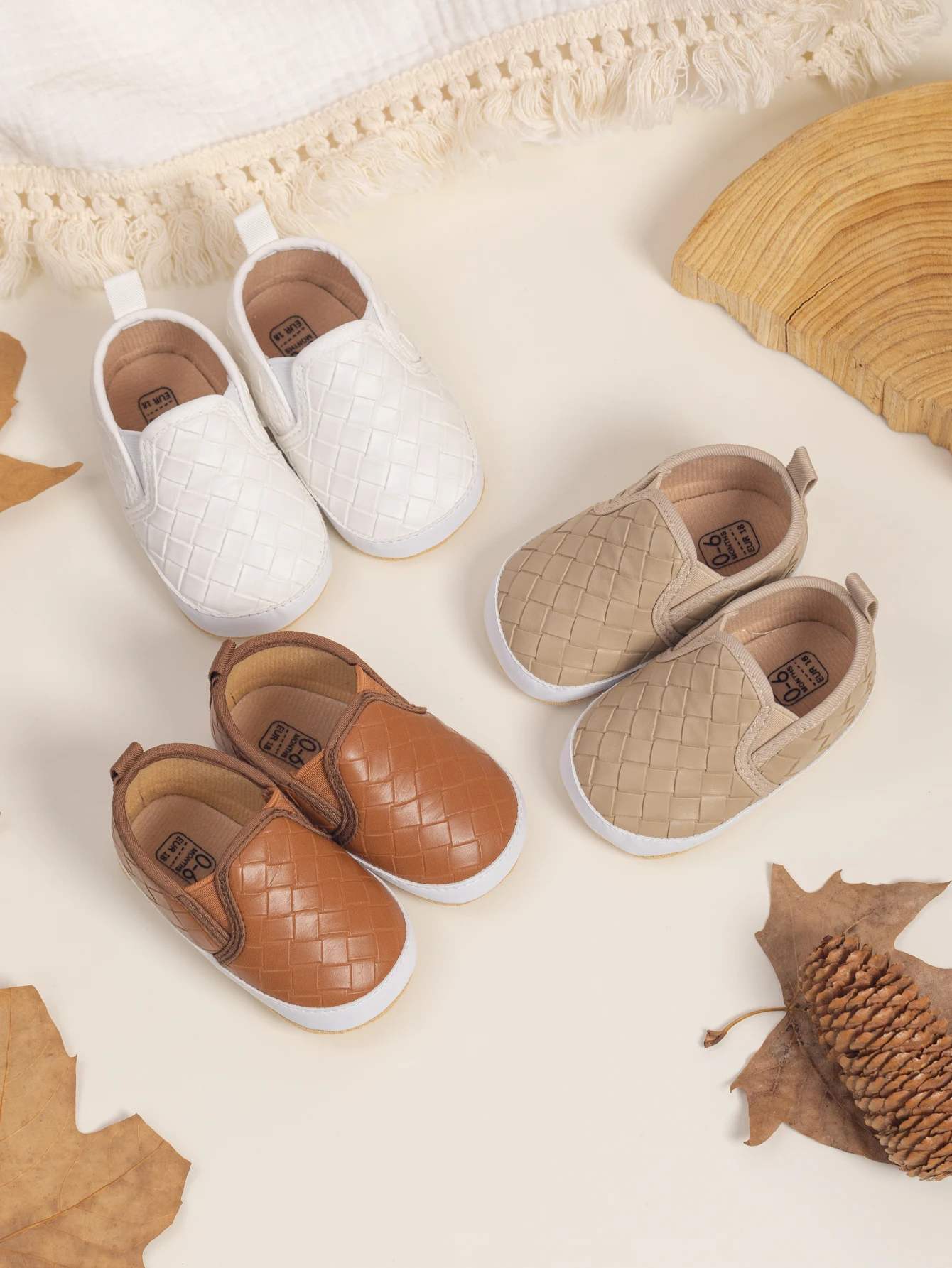 Klassische Freizeitschuhe für Jungen und Mädchen, für Kleinkinder, Vintage-Leder, rutschfest, weiche Sohlen, 0–18 Monate Image