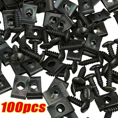 100 Stück gemischte Metalls ch rauben Befestigungs clips m5 selbst schneidende Schrauben Auto-Halte klammern Schrauben für Auto Motorroller ATV Moped E-Bike