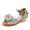 Kinder Schuhe 2023 Neue Herbst Casual Glitter Bowknot Kinder High Heel Mädchen Schuhe Mode