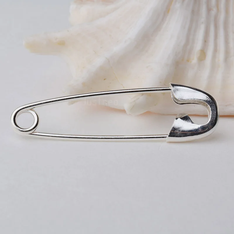 Sicherheitsnadeln aus 925er-Sterlingsilber, silberne Sicherheitsnadel-Brosche in großen Mengen, 925 Sicherheitsnadeln für Kleidung Image