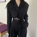 DAYIFUN Women New Suits Chic Crop Sexy Blazer Jacket e pantaloni a vita alta set da 2 pezzi
