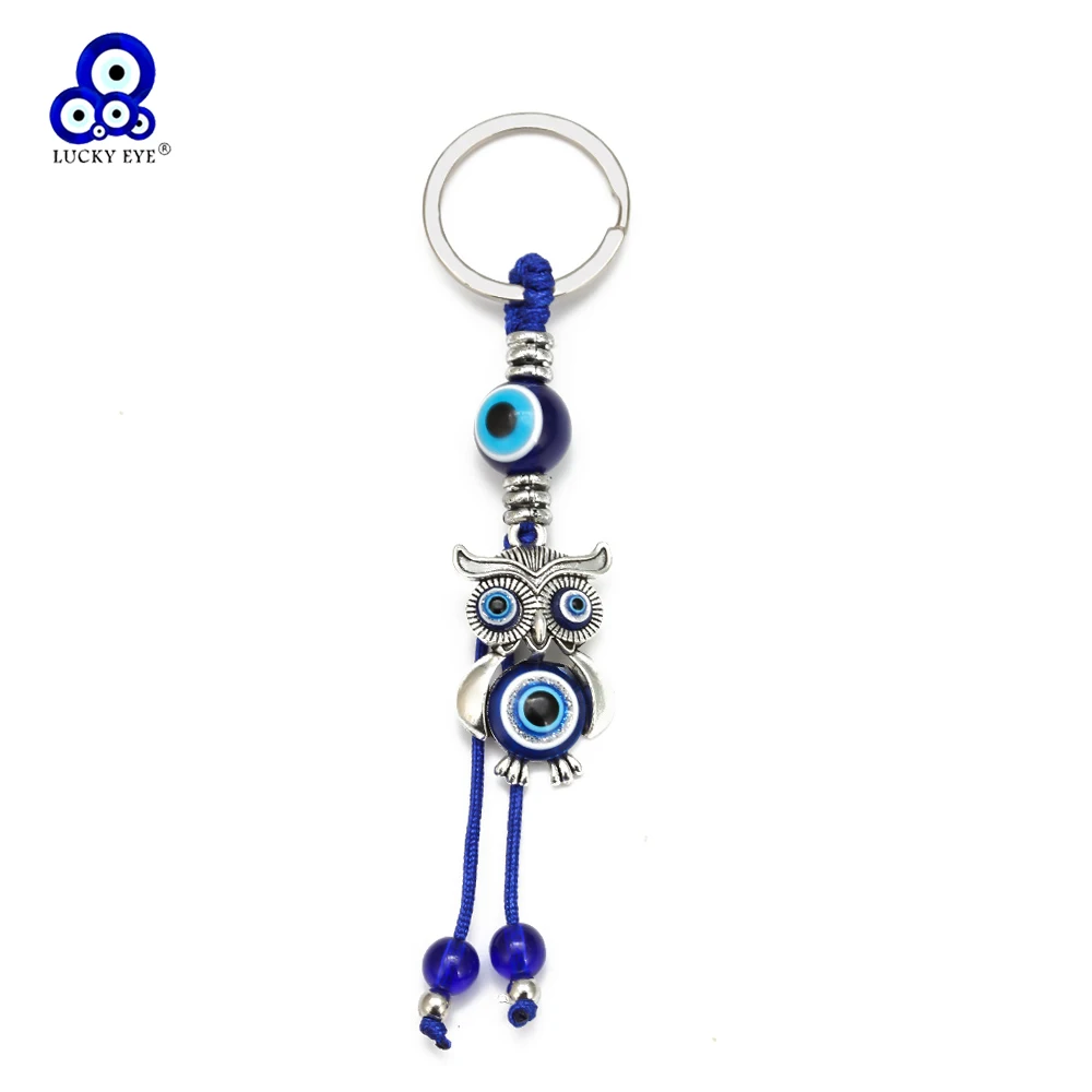 Lucky Eye Legierung Eule Anhänger Schlüsselanhänger Türkischer böser Blick Perle Schlüsselanhänger Auto Tasche Schlüsselanhänger Schmuck llavero porte cléyddyddydd Enn Enn Image