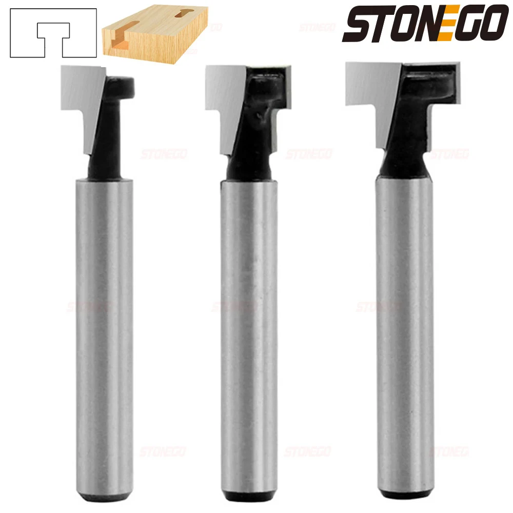 STONEGO 1PC/3PCS 1/4 "Schaft 6,35mm Cutter Router Bit Sechskant Bolzen Schlüssel Loch Bits T schlitzen Fräser für Holz Holzbearbeitung Image