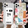 Flugticket Etikett Reise Telefon Fall für iPhone 14 13 12 11 Pro x xs xr max 7 8 plus se mini Soft