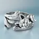 Niedliche Glücks katze Form öffnungs ringe für Frauen Vintage Silber Farbe Kröte Tier zarten