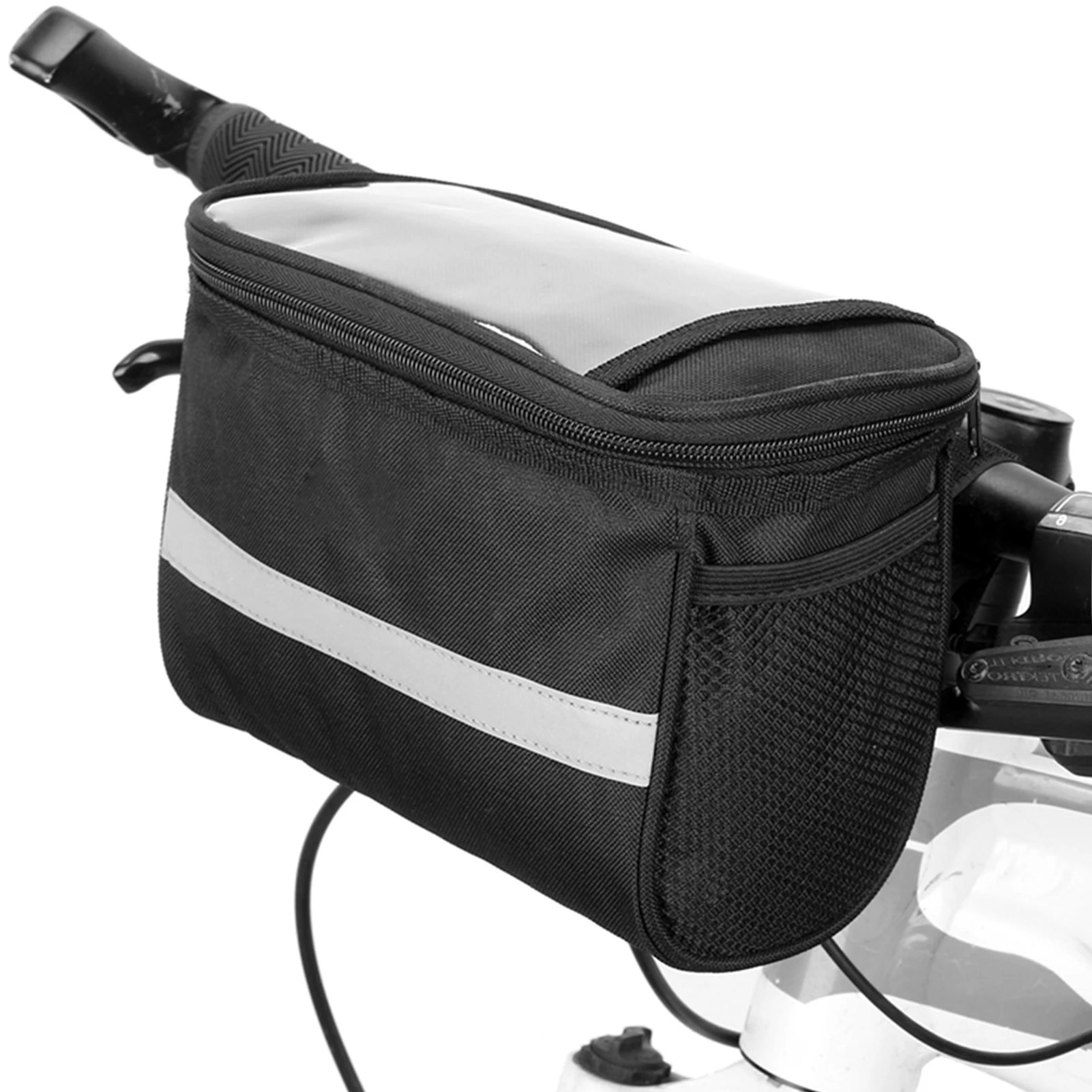 Radfahren Fahrrad Isolierte Fronttasche MTB Fahrrad Lenkertasche Korb Pannier Kühltasche mit Reflektierendem Streifen Image