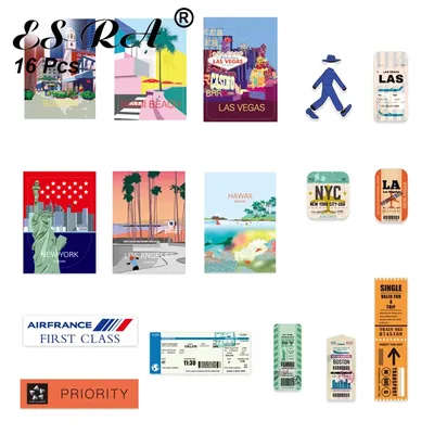 Vinyl Aufkleber 16 teile/satz Stadt Reise Aufkleber Amerika Pegatinas Hawaii New York San Decals Image