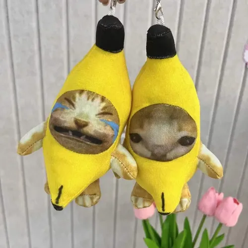 Banane Katze weinen Katze Schlüssel anhänger Banane Miau Quietschen Puppe lustige Stofftier