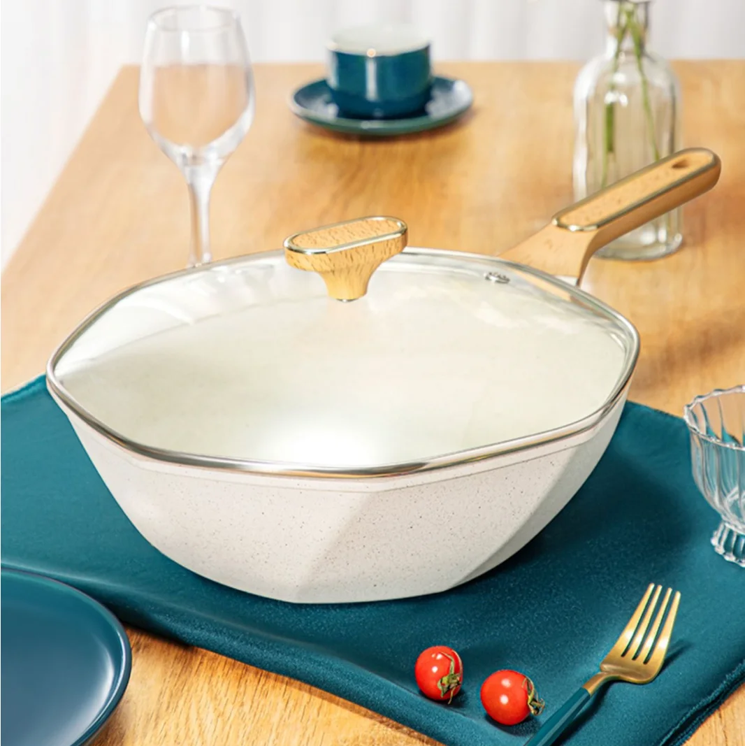 Achteckige Antihaft-Bratpfanne Wok pfanne Topf Haushalt Ei Steak Kochtöpfe Gasherd Induktion Universal kocher Antihaft pfanne Image